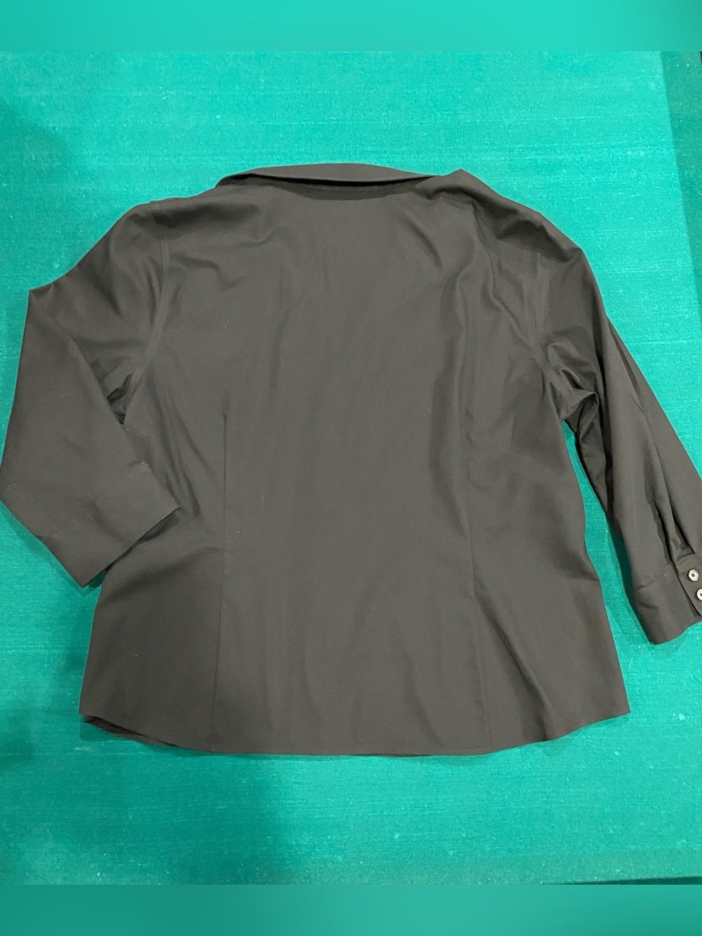 Jones New York Black Button-Front Collared Women's Shirt with 3/4 Sleeves - Picture 6 of 10